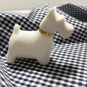 Avon Vintage White Dog Here’s My Heart Cologne Container, Perfume Collectible Bottle, White Milk Glass Dog, 1970s Avon, Scottie Dog a