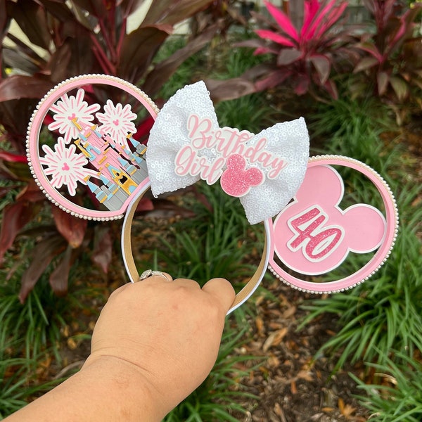 Custom 3D Birthday Minnie Ears | Personalized and Vibrant | Magical Memories | Birthday Celebration | Unique Ears | Custom Birthday Number