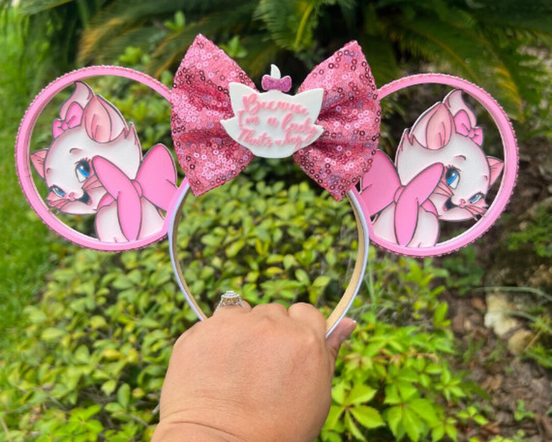 Disney Pink Marie Minnie Ears the Aristocats Inspired 3D Printed Mouse Ears Mickey Ears Minnie
