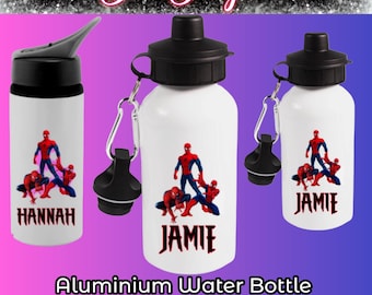 SpiderMan Superhero Personalised With Name Drinks Water Bottle Aluminium Children's Kids School