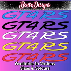 GT4RS GT RS Car Vinyl Decal Transfer Sticker 911 GT4 x2 Decals (Pair) Car Styling Graphics Tuning