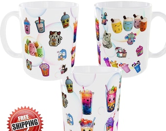 Bubble Tea Magical Cute Boba Colourful Ceramic Mug Novelty Girls Boys Childrens Kids