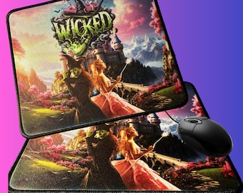 Wicked Glinda & Elphaba Themed Gaming Desktop Computer / Laptop Mouse Pad/Mat.