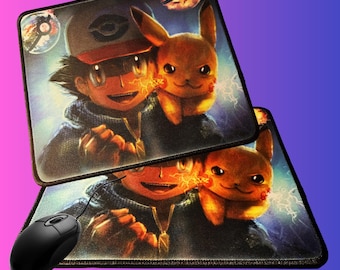 Pokémon Pikachu and Ash Ketchum Themed Gaming Desktop Computer / Laptop Mouse Pad/Mat.
