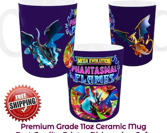 Pokemon Phantasmal Flames Mega Evolutions Ceramic Mug Novelty Pikachu Trading Card Themed