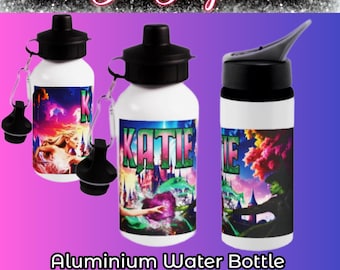 Wicked Glinda & Elphaba Themed Personalised Name Drinks Water Bottle Aluminium Children's Kids Adults