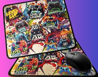 Gaming Desktop Laptop PC Mouse Pad with Graffiti Style Featuring Multiple Controller Images