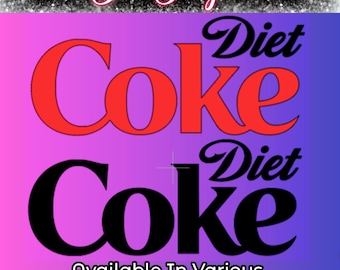 Diet Coke vinyl decal sticker for bottles, fridge, bar, wall, glasses