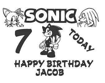 Sonic The Hedgehog Personalised Birthday Name & Age Vinyl Decal Transfer Sticker Party Celebration