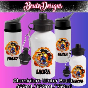 Captain Man Kid Danger Superhero Personalised Name Drinks Water Bottle Aluminium Children's Kids School