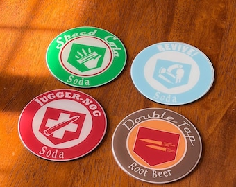 Posavasos Perk o' Cola de COD Zombies - ¡Disponibles con ventajas clásicas! - Recubiertos de epoxi y duraderos.