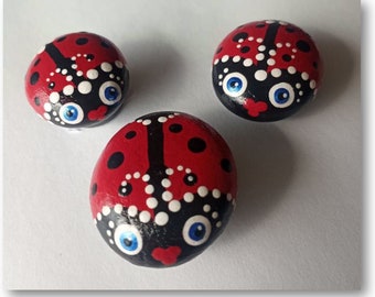 Ladybugs!  Montana Natural Stone Magnets - Set of 3   Item #004