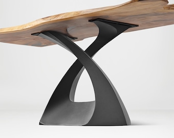 Metal Table Base 323B Tulipe 28” H Wide Twisted Pedestal, Dining Table Base, Table Base Metal, Steel X Base for Mid Century Modern Furniture