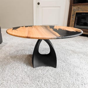 Bench Legs of FlowyLine ✔️ Coffee Table Base for epoxy live edge top Black curved shape modern dining wishbone industrial 16 inch hairpin wooden wrought iron
