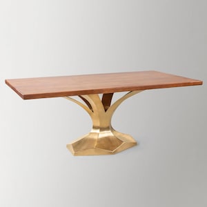 Gold Table Base, Steel Table Base |Steel Pedestal Table Base 304 Dentro |Only Base for Mid Century Modern and Farmhouse Furniture |Flowyline