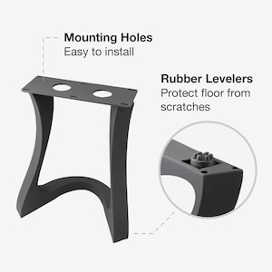Bench Legs 117 Uzar - 12W, 16H inch - Set of 2 pcs of FlowyLine ✔️ Coffee Table Base for DIY furniture dining home decor epoxy woodwork bench steel table legs farmhouse outdoor bench metal coffee table round stool legs modern desk small bench charcuterie narrow wood bench modern metal legs for bench