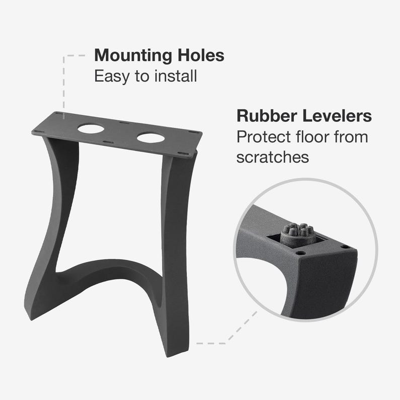 Bench Legs 117 Uzar - 12W, 16H inch - Set of 2 pcs of FlowyLine ✔️ Coffee Table Base for DIY furniture dining home decor epoxy woodwork bench steel table legs farmhouse outdoor bench metal coffee table round stool legs modern desk small bench charcuterie narrow wood bench modern metal legs for bench