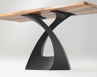 Modern Metal Table Base 323S Tulipe 28” H Twisted Steel Pedestal, Table Base Metal, Dining Table Base, Handcrafted Base for DIY Projects