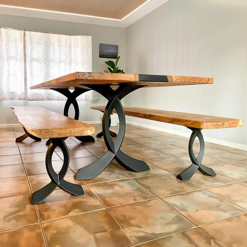 Table Legs, Dining Table Legs, Furniture Legs, Black Metal Legs 418 Curva 28" H, Set of 2 for Desk, Kitchen and Farmhouse Table - Thumbnail 4