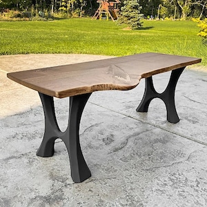 Bench Legs, Modern Coffee Table Legs 13&quot;L x 16&quot;H, Set of 2 | Powder Coated Furniture Legs 103 Haru for Live Edge Tabletop and DIY Projects
