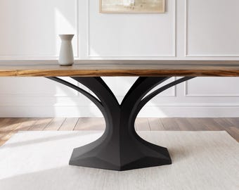 Handmade Metal Dining Table Base, Pedestal Stand, Flowyline Design