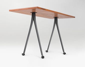 Handcrafted Bar Table Legs with Casters, 618 Compa 40" H, Metal Legs for Workstations, Flowyline