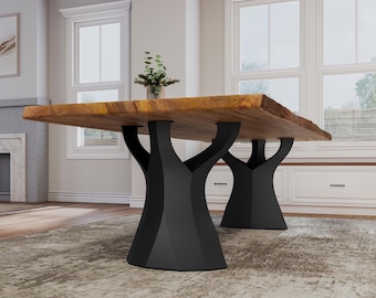 Table Legs, Desk Legs | Handmade Furniture Legs, DIY Table Legs 413 Ramo 28H | Only 1 Leg for Desk and Dining Tables | Flowyline