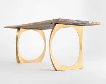 Modern Gold Table Legs 442 Cleo 28.2" H for DIY Woodworkers, Set of 2 for Dining and Living Space