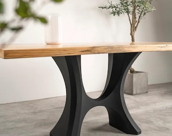 Metal Table Base 322 Haru 28" H, Pedestal Stand Only for Dining Tables, Flowyline