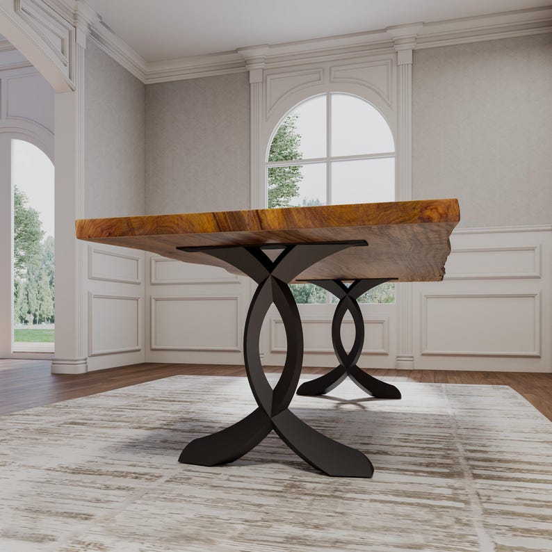 Table Legs, Dining Table Legs, Furniture Legs, Black Metal Legs 418 Curva 28" H, Set of 2 for Desk, Kitchen and Farmhouse Table - Thumbnail 3