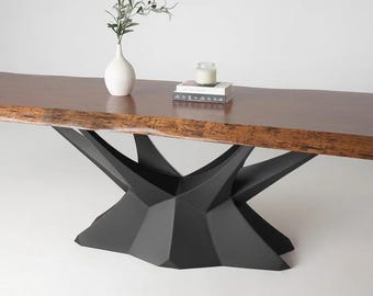 Metal Table Base 324B Kruna 28” H Sculptural Crown Pedestal, Dining Table Base, Table Base Metal, Steel Base for Contemporary Design
