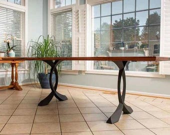Table Legs, Black Table Legs | Furniture Legs, Dining Table Legs 423 Curva 28H | Set of 2 for Modern and Industrial Style Table | Flowyline