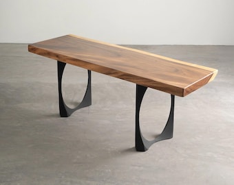 Handmade Bench Legs 16.5" H for Live Edge Table Top, 110/129 Oria 16.5" H
