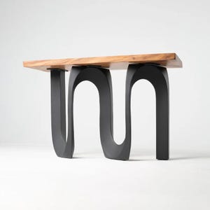 Metal Table Legs, Steel Pedestal Base DIY dining room furniture in unique Flowyline antique Design for epoxy live edge top Black curved shape handmade modern kitchen desk wooden wrought iron industrial round counter height mid century square granite