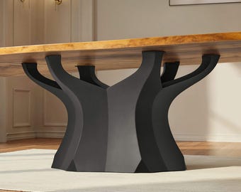Metal Table Base 303 Namu 28” H Tree Shaped Steel Pedestal, Dining Table Base, Table Base Metal, Handcrafted Trunk Base for Live Edge Slab