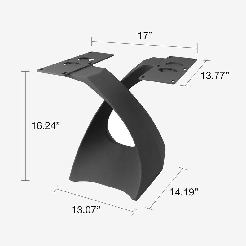 Bench Legs of FlowyLine ✔️ Coffee Table Base for epoxy live edge top Black curved shape modern dining wishbone industrial 16 inch hairpin wooden wrought iron