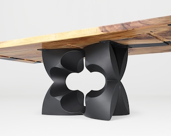 Metal Table Base 344 Chloris Petal 28” H Flower Steel Pedestal, Dining Table Base, Unique Petal Base for Dining Tables, Modern Industrial