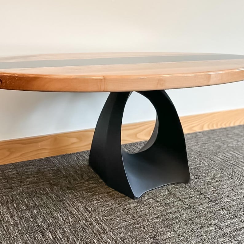 Bench Legs of FlowyLine ✔️ Coffee Table Base for epoxy live edge top Black curved shape modern dining wishbone industrial 16 inch hairpin wooden wrought iron