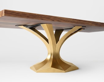 Gold Table Base, Steel Table Base |Steel Pedestal Table Base 304 Dentro |Only Base for Mid Century Modern and Farmhouse Furniture |Flowyline