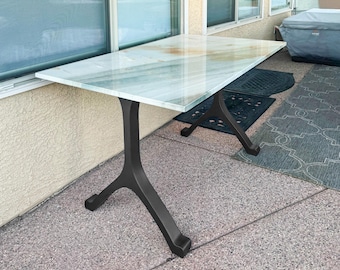 Metal Counter Table Legs, 612 Wishbone 34" H, Matte Black Furniture Legs for Woodworkers, Flowyline