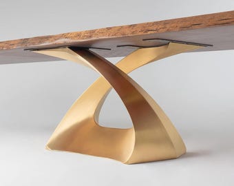 Gold Metal Base 307 Tulipe 28" H, Only Base for Heavy Duty Table Top, Flowyline
