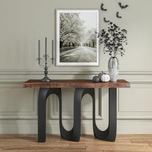 Metal Table Legs, Steel Pedestal Base DIY dining room furniture in unique Flowyline antique Design for epoxy live edge top Black curved shape handmade modern kitchen desk wooden wrought iron industrial round counter height mid century square granite