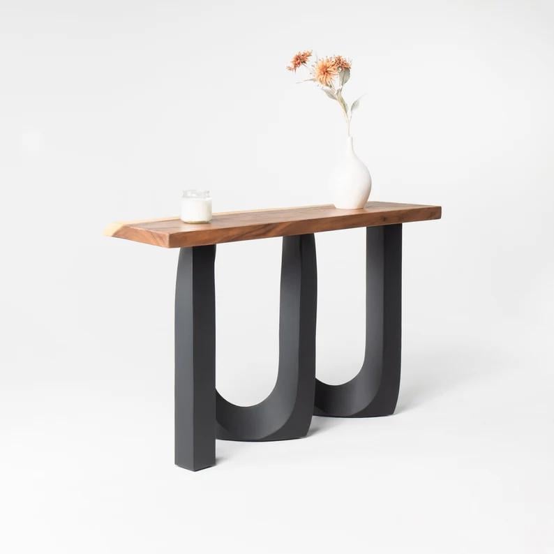 Metal Table Legs, Steel Pedestal Base DIY dining room furniture in unique Flowyline antique Design for epoxy live edge top Black curved shape handmade modern kitchen desk wooden wrought iron industrial round counter height mid century square granite
