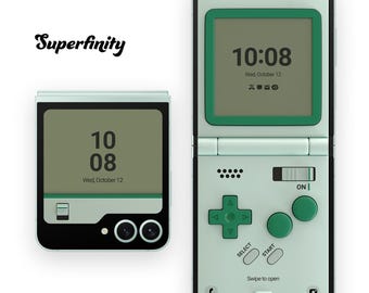 Fondo de pantalla para Galaxy Z Flip 6: Consola de juegos retro portátil color menta (Descarga digital)