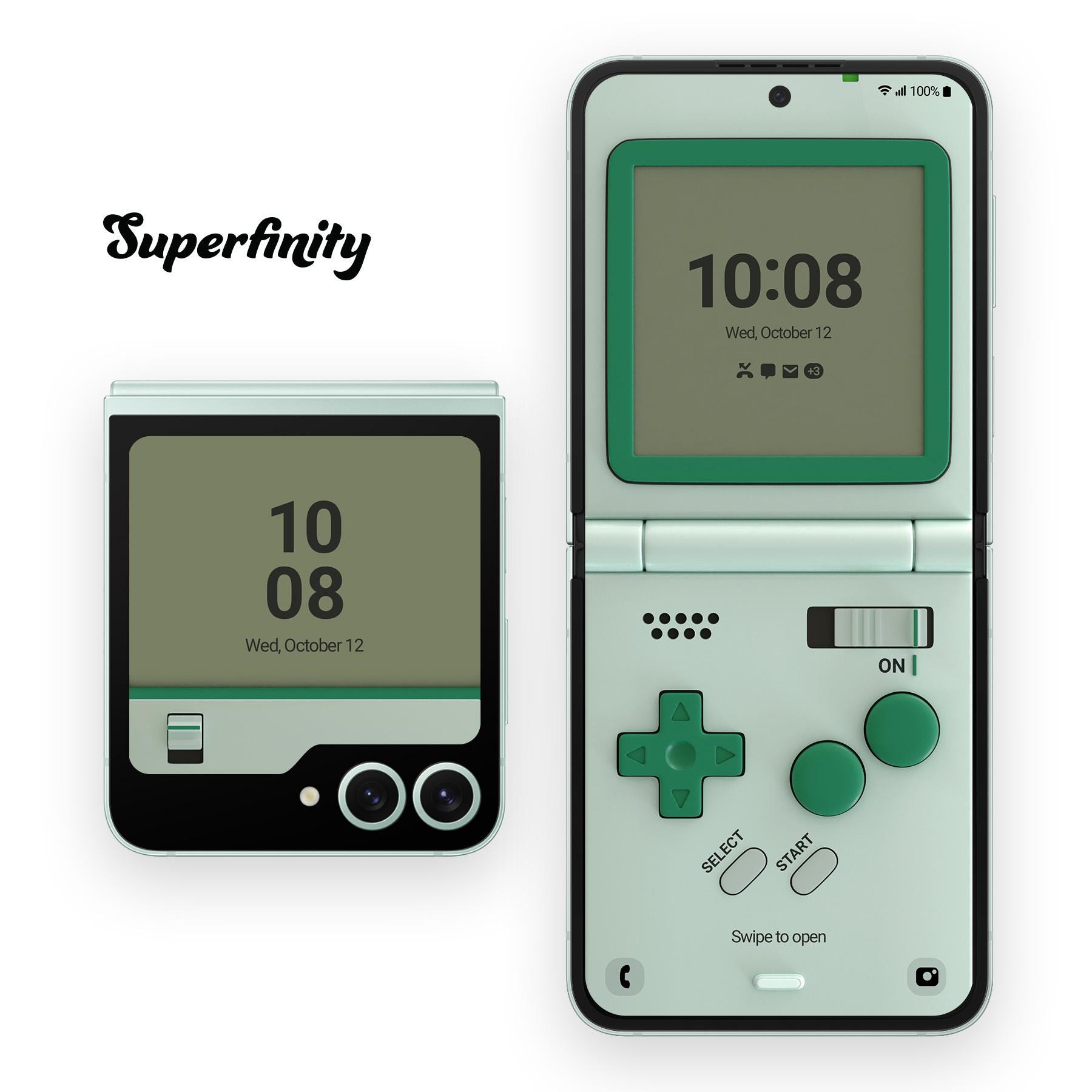 Galaxy Z Flip Mint Portable Game System Wallpaper | Handheld