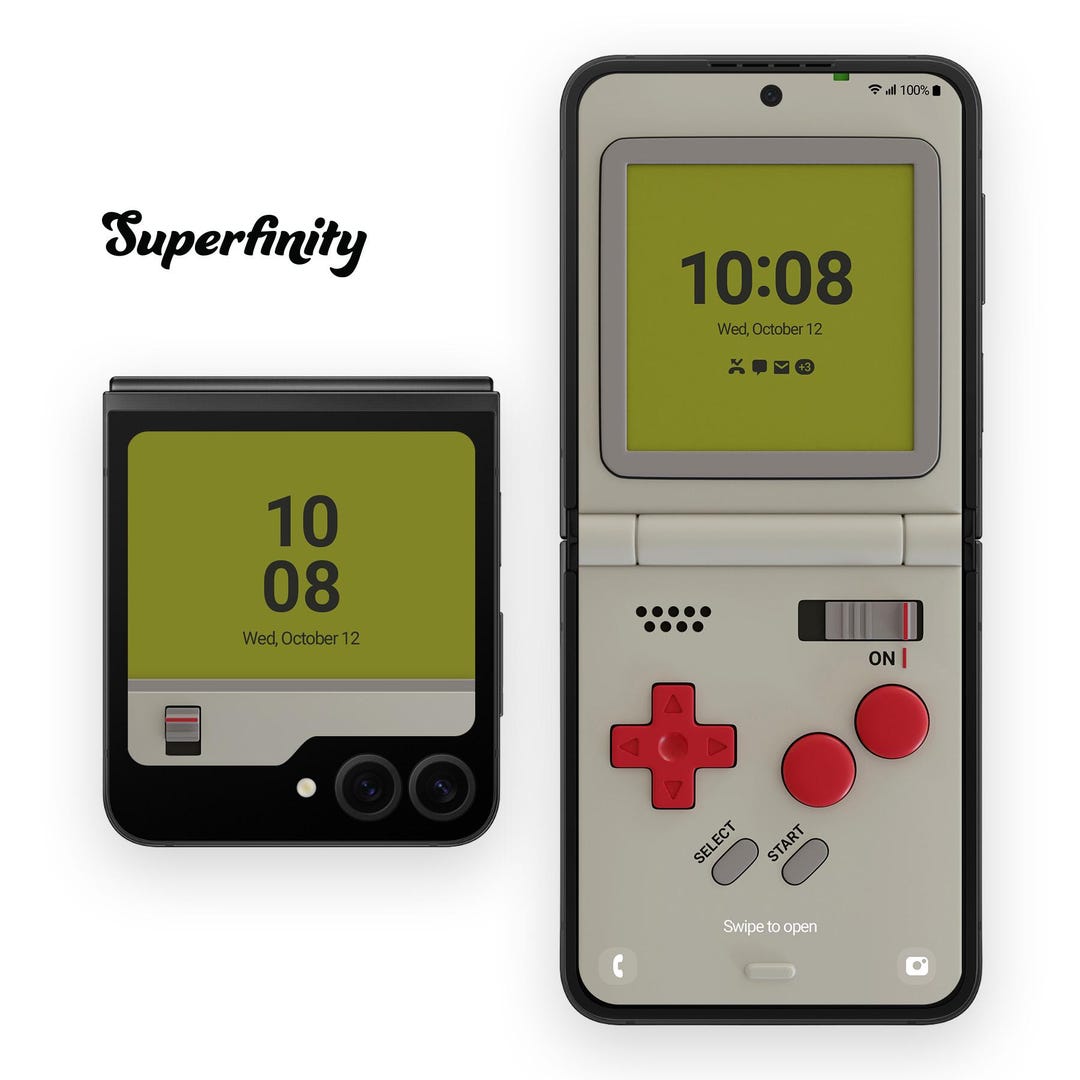 Nintendoゲームボーイ風カバー付 Galaxy Z Flip5 512MB 3D Cute Game Boy Gamepad Retro Classic Phone Case for