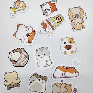 12 Handmade Hamster Stickers