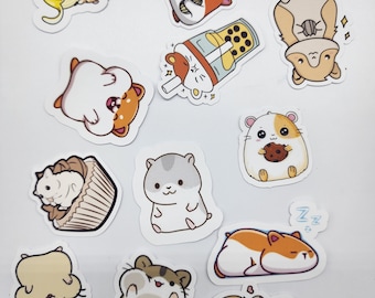12 Handgemachte Hamster Sticker