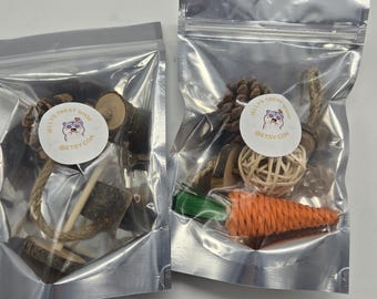 Lot of 3 small randomly chosen toys- hamster/small rodent/rabbit enrichment