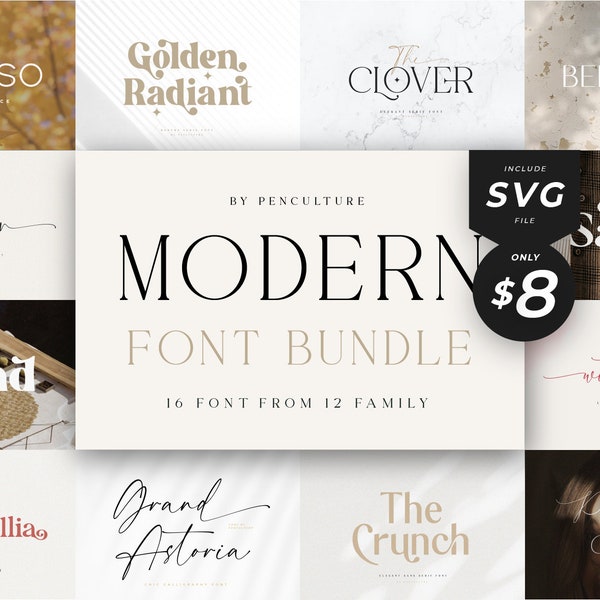 Modern Font Bundle - Wedding Fonts, Cricut Fonts, Procreate Fonts, Canva Fonts, Branding Font, Handwritten Fonts, Fonts for Cricut